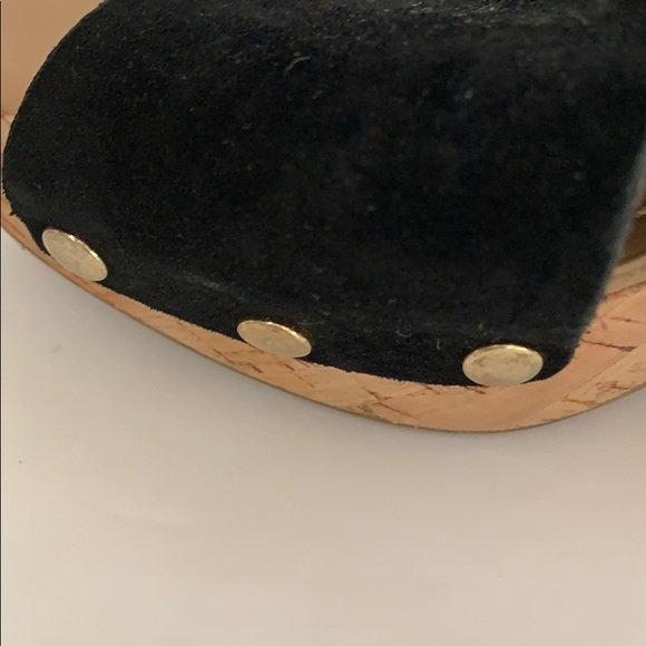 Franco Sarto Cork Heel Black Open Toe Size 7 - Picture 5 of 12